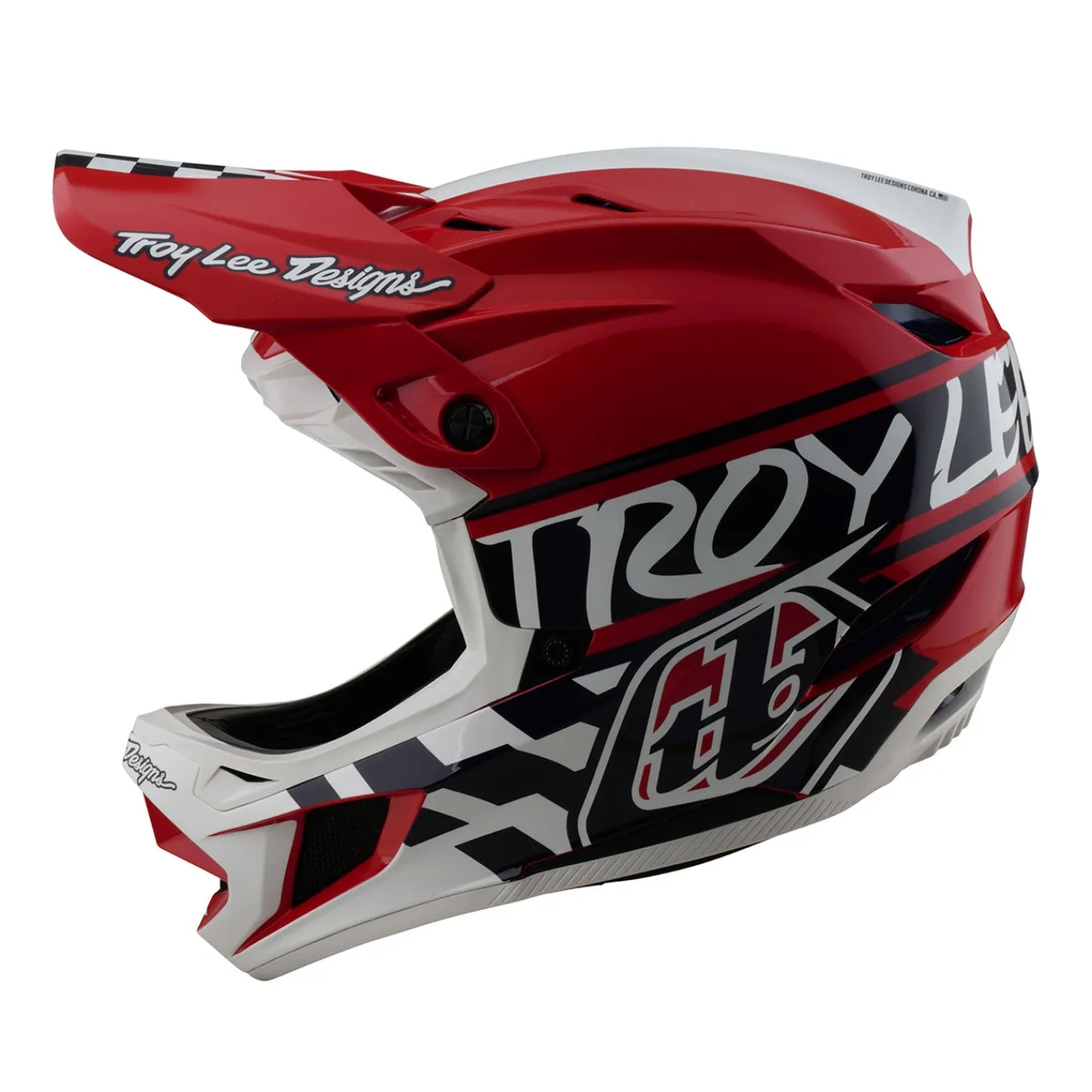 Troy Lee Designs Helmets|D4^D4 Polyacrylite Helmet Fifty-50 White / Red