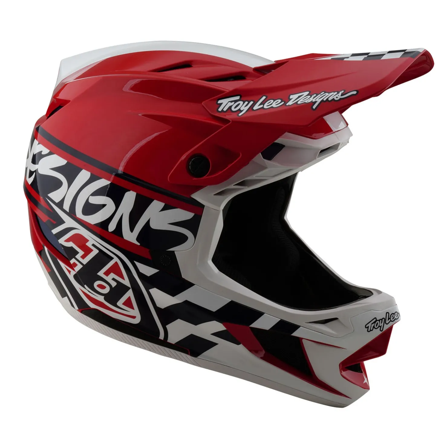 Troy Lee Designs Helmets|D4^D4 Polyacrylite Helmet Fifty-50 White / Red