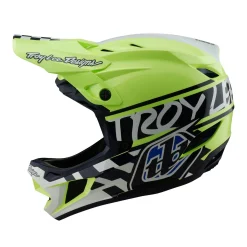 Troy Lee Designs Helmets|D4^D4 Polyacrylite Helmet Fifty-50 Navy / Glo Yellow