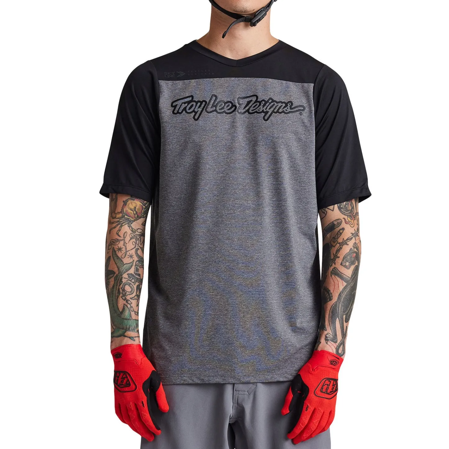 Troy Lee Designs Skyline|Jerseys^Skyline SS Jersey Signature Heather Gray / Black
