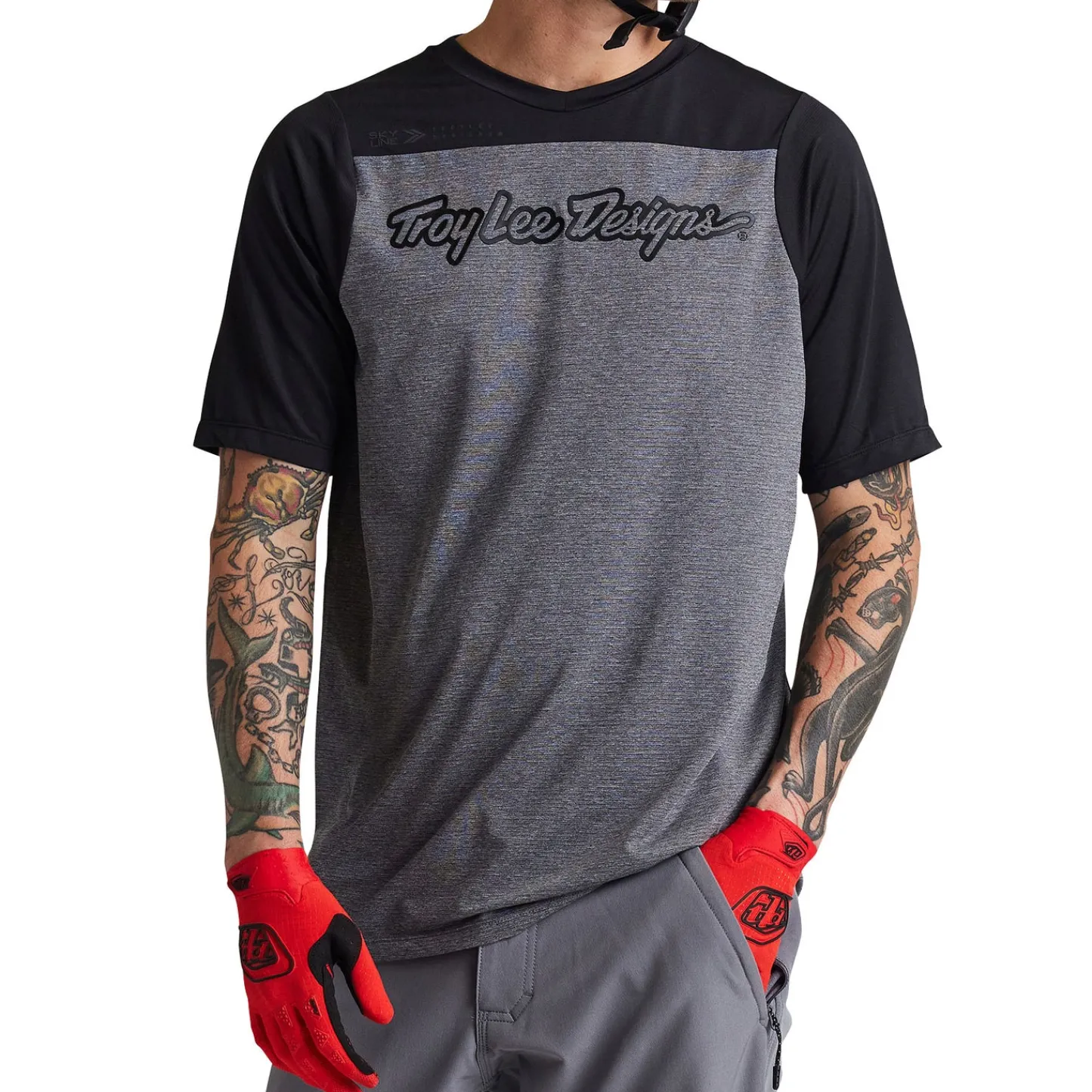 Troy Lee Designs Skyline|Jerseys^Skyline SS Jersey Signature Heather Gray / Black
